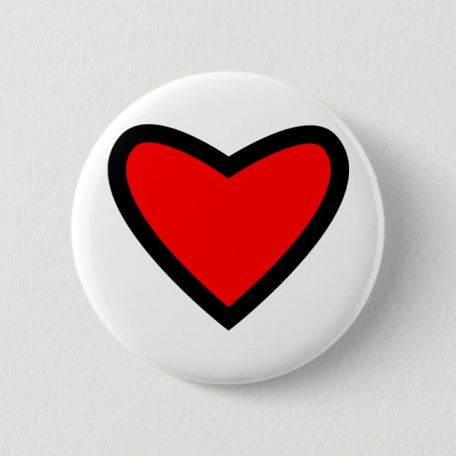 Badge Rond 5 Cm Grand coeur rouge (Devant)