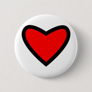 Badge Rond 5 Cm Grand coeur rouge