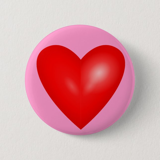 Badge Rond 5 Cm Grand coeur rouge de l'amour (Devant)
