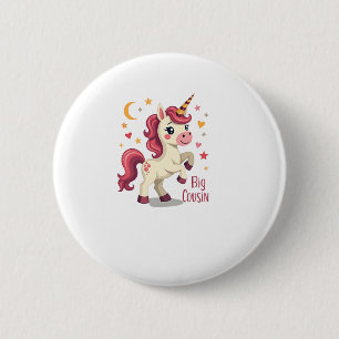 Badge Rond 5 Cm Grand Cousin Licorne Vintage Mignon Enfants Typogr