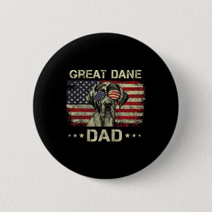 Badge Rond 5 Cm Grand Danois Papa Amoureux des Chiens Drapeau Amér