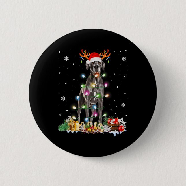 Badge Rond 5 Cm Grand Danse Noël Santa Hat Fairy Lights Pyjama (Devant)