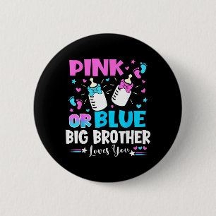 Badge Rond 5 Cm Grand frère aime bébé révélation du sexe Rose ou B