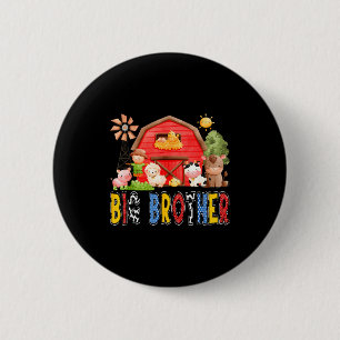Badge Rond 5 Cm Grand Frère Ferme Rouge Vache Anniversaire Garçon