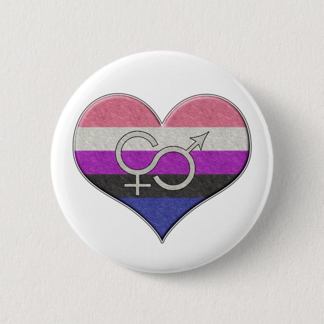 Badge Rond 5 Cm Grand Genre Fluid Fide drapeau Coeur coloré (Devant)