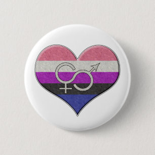 Badge Rond 5 Cm Grand Genre Fluid Fide drapeau Coeur coloré