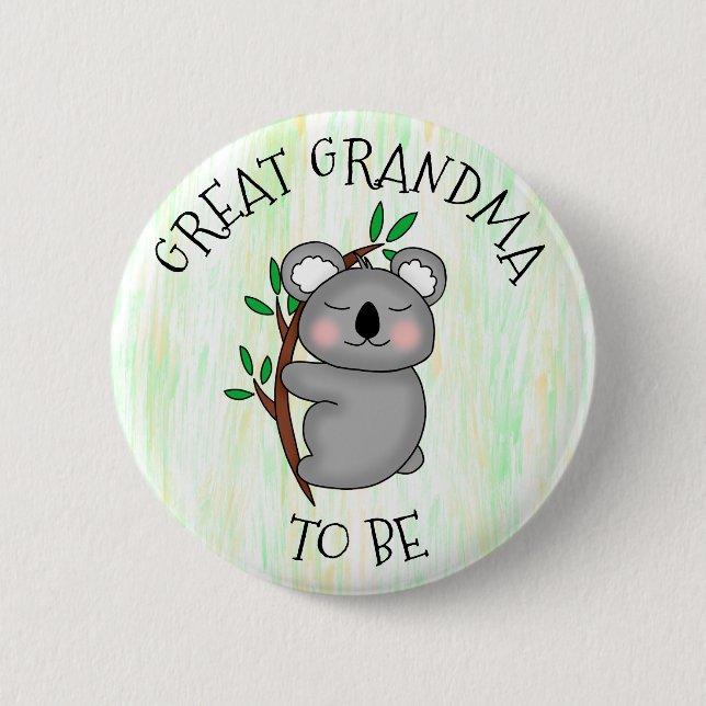 Badge Rond 5 Cm Grand Grand Grand-Mère | Baby shower à thème Koala (Devant)