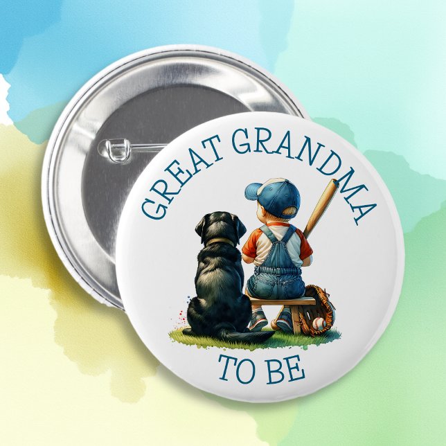 Badge Rond 5 Cm Grand Grand Grand-Mère | Baby shower de baseball (Créateur téléchargé)