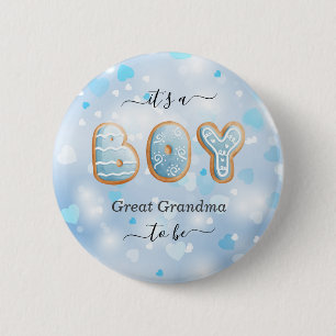 Badge Rond 5 Cm Grand grand-mère à être Baby shower bleu