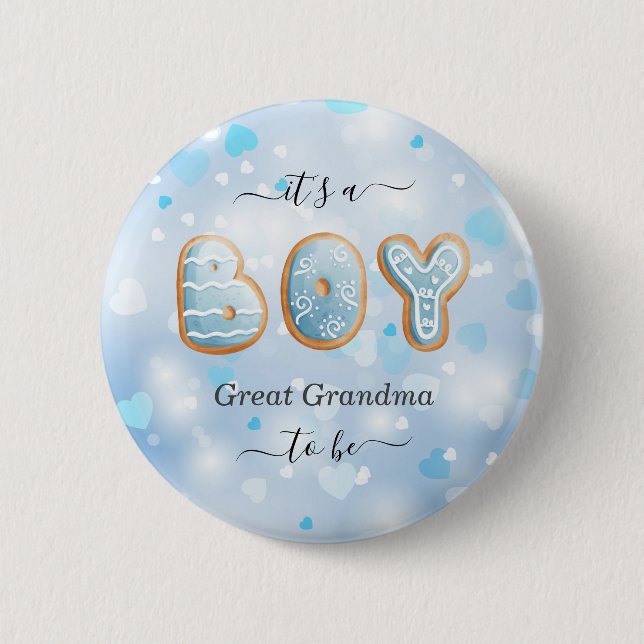 Badge Rond 5 Cm Grand grand-mère à être Baby shower bleu (Devant)