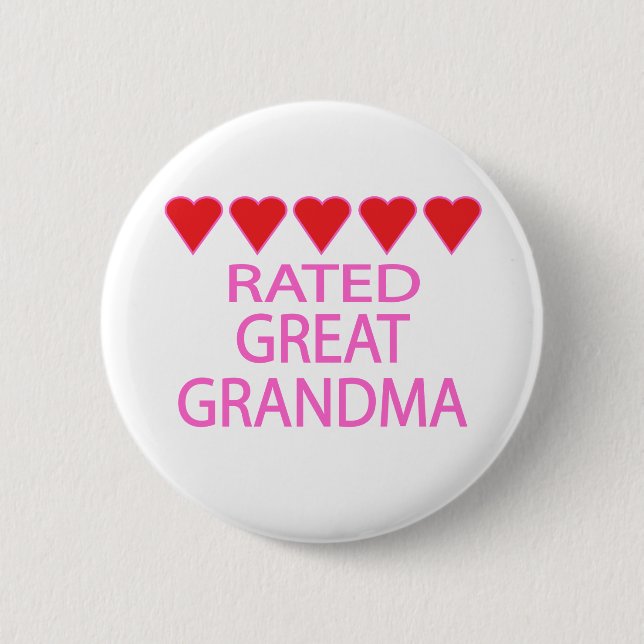 Badge Rond 5 Cm Grand grand-mère de cinq coeurs (Devant)