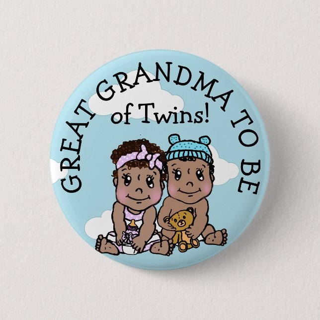 Badge Rond 5 Cm Grand grand-mère d'être de jumeaux, Baby shower et (Devant)