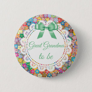 Badge Rond 5 Cm Grand grand-mère pour être floral Baby shower bout