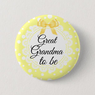 Badge Rond 5 Cm Grand Grand-Mère Pour Être Jaune Polka Dot Douche