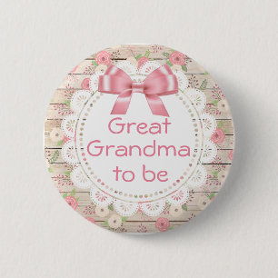 Badge Rond 5 Cm Grand grand-mère pour être rose Baby shower de la 