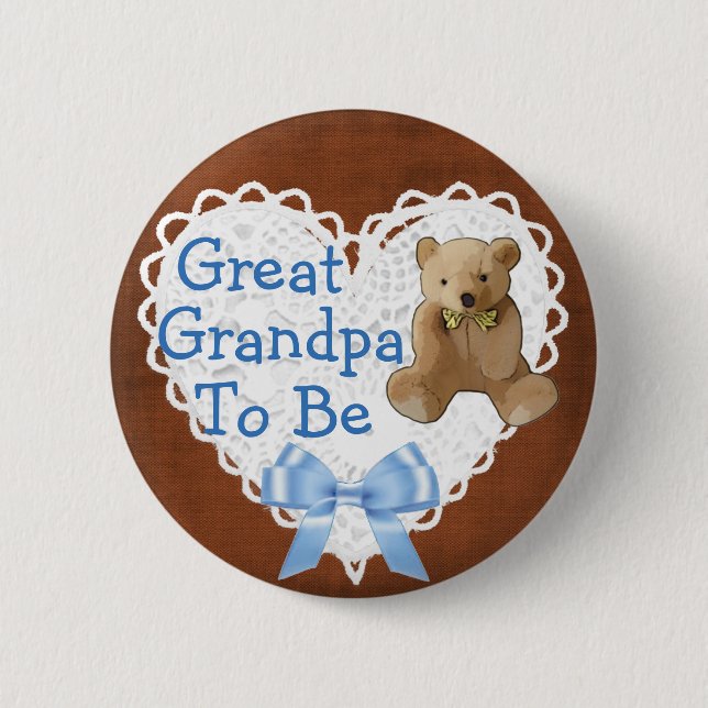 Badge Rond 5 Cm Grand grand-papa à être bouton bleu Brown de baby (Devant)