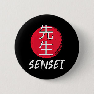 Badge Rond 5 Cm Grand Karate Sensei tenue japonaise design de comb