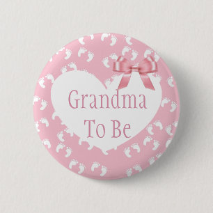 Badge Rond 5 Cm Grand-maman à être bouton rose de baby shower