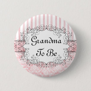 Badge Rond 5 Cm Grand-maman à être bouton - rose de damassé et