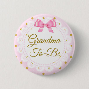Badge Rond 5 Cm Grand-maman à être rose de baby shower et bouton