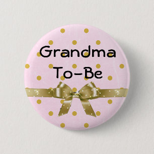 Badge Rond 5 Cm Grand-maman à être rose de baby shower et bouton