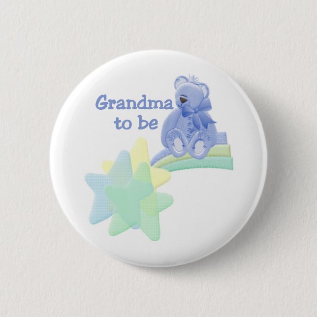 Badge Rond 5 Cm Grand-maman bleue d'ours à être (Devant)