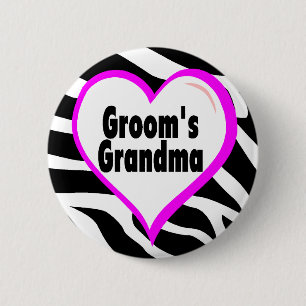 Badge Rond 5 Cm Grand-maman de mariés (rayures de zèbre de coeur