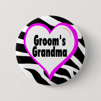 Badge Rond 5 Cm Grand-maman de mariés (rayures de zèbre de coeur)