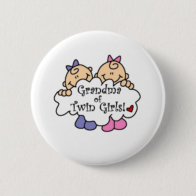 Badge Rond 5 Cm Grand-maman des filles jumelles (Devant)