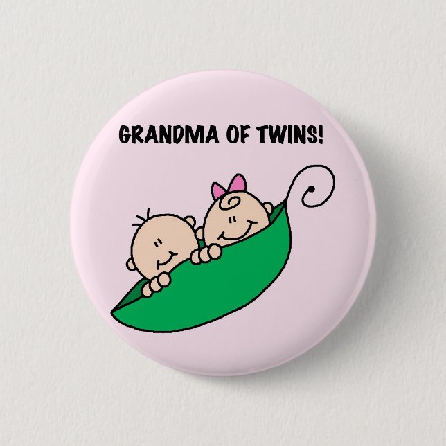 Badge Rond 5 Cm Grand-maman des pois de jumeaux en T-shirts et (Devant)
