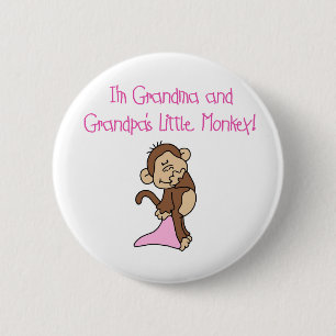 Badge Rond 5 Cm Grand-maman et singe roses de grand-papas