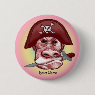 Badge Rond 5 Cm Grand Méchant Singe Pirate