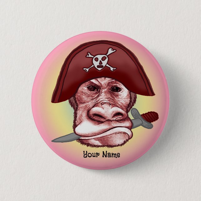 Badge Rond 5 Cm Grand Méchant Singe Pirate  (Devant)