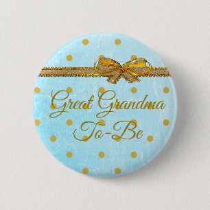 Badge Rond 5 Cm Grand-mère à être Baby shower Bleu & Or Bouton