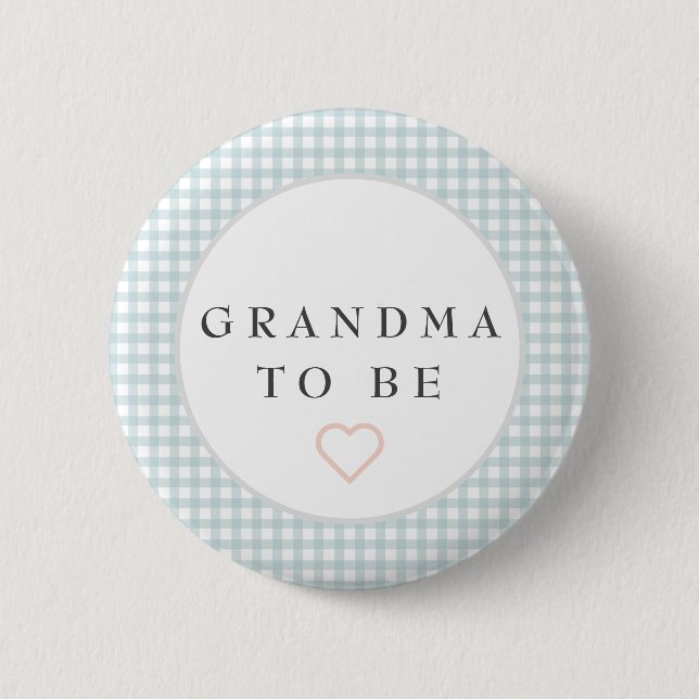 Badge Rond 5 Cm Grand-mère à être baby shower bouton avec en vichy (Devant)
