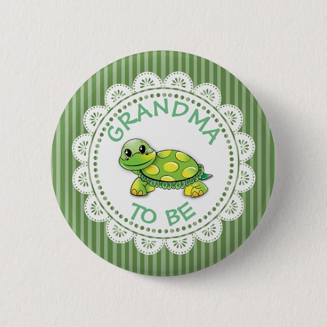 Badge Rond 5 Cm Grand-mère à être Baby shower Bouton Tortue thème (Devant)
