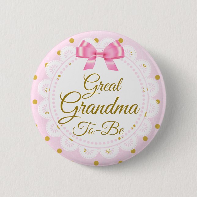 Badge Rond 5 Cm Grand-mère à être Baby shower rose et or bouton (Devant)