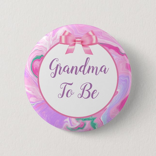 Badge Rond 5 Cm Grand-mère à être Baby shower rose et violet (Devant)