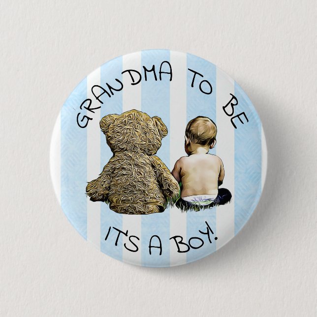 Badge Rond 5 Cm Grand-mère à être, C'est un garçon, Baby shower Bu (Devant)