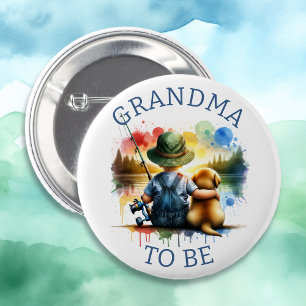 Badge Rond 5 Cm Grand-mère à être le Baby shower de pêche du garço