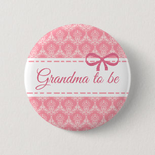 Badge Rond 5 Cm Grand-mère à être rose Bow bouton Baby shower