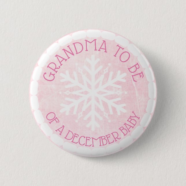 Badge Rond 5 Cm Grand-mère à être rose hiver décembre Bouton bébé (Devant)