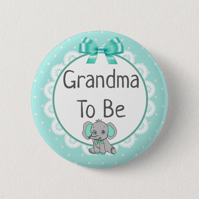 Badge Rond 5 Cm Grand-mère à thème éléphant pour être Baby shower (Devant)