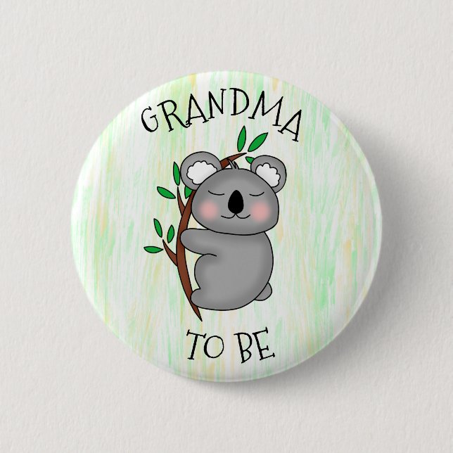 Badge Rond 5 Cm Grand-mère | Baby shower à thème Koala (Devant)