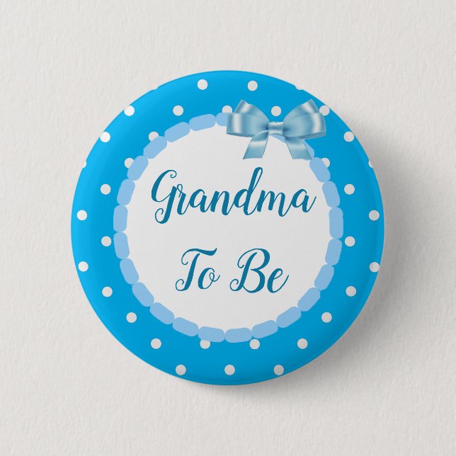 Badge Rond 5 Cm Grand-mère Baby shower bleu (Devant)