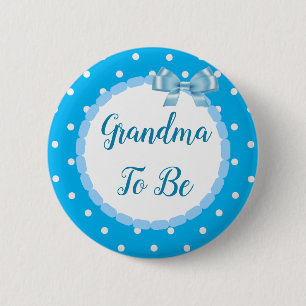 Badge Rond 5 Cm Grand-mère Baby shower bleu