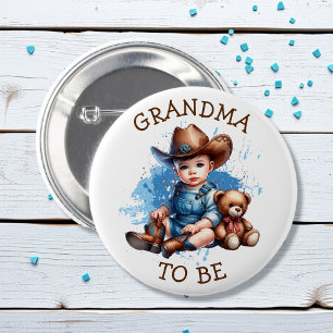 Badge Rond 5 Cm Grand-mère   Baby shower Cowboy et Teddy Bear