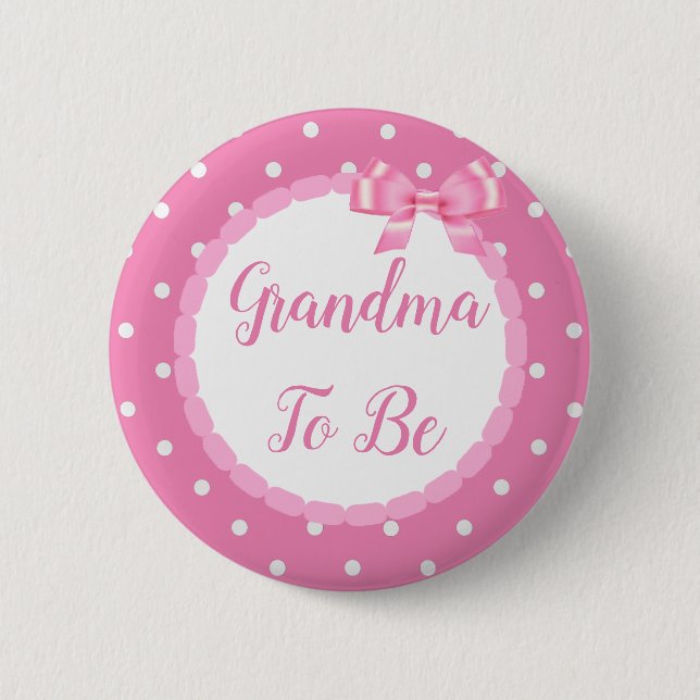 Badge Rond 5 Cm Grand-mère de Baby shower rose (Devant)
