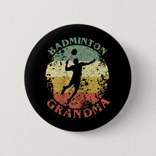 Badge Rond 5 Cm Grand-mère de badminton féminine Badmin vintage en