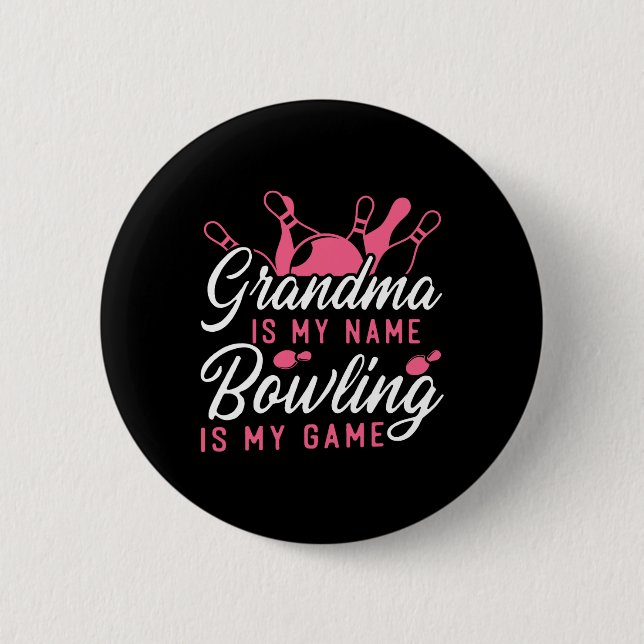 Badge Rond 5 Cm Grand-mère de Bowling est mon nom Bowling I (Devant)